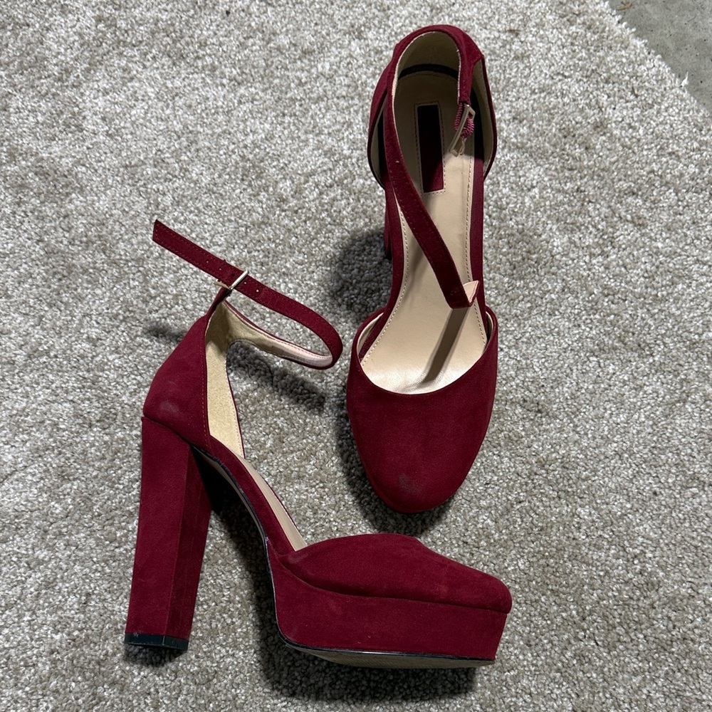 FOREVER 21 Elegant Burgundy Platform Heels